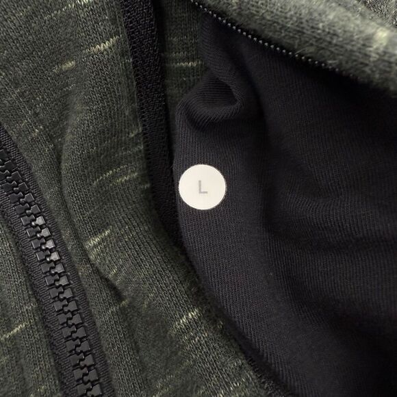 Lululemon Men's Best Coast Full Zip Hoodie Heathered Marled Fuel Green Large - Picture 9 of 11